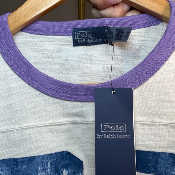 NWT Polo Ralph Lauren 67 Ringer Tee Lavender Trim Distressed Vintage Look Siz - Picture 3 of 5